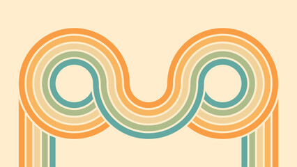 Wall Mural - abstract background of rainbow groovy wavy line design in 1970s hippie retro style. vector pattern r