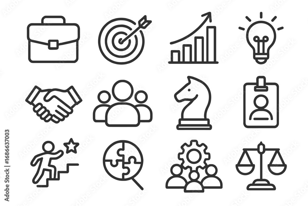 Business line icon set for success and growth. Vector icons for ...