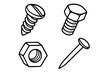 © Doan - Screw, bolt, nut, and nail hardware icons set. Vector line art illustration. Metal fasteners for construction, repair, and DIY projects. Carpentry tools symbols collection.