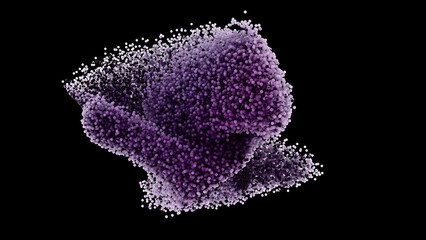 Wall Mural - Abstract Purple Particle Cloud on Black Background