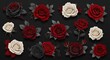 © sapto - Red with Black, and White Roses Collection.