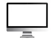 © Ajinomoto - A computer monitor, silver-toned, features a blank white screen.  It's a modern, sleek design with a glossy finish.  The base is a rounded, metallic gray