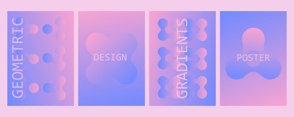 Set of Abstract Minimalist Poster Backgrounds. Abstract shapes. Modern Abstract Art Design Template. Vibrant gradient colors.