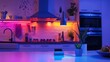 © Naila - Smart kitchen with vibrant ambient lighting, showcasing a modern and connected home environment with a focus on technology and design, creating a unique atmosphere