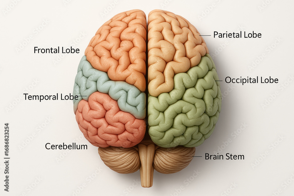 Human Brain Anatomy Illustration Lobes And Structures Labeled Human Brain Anatomy Illustration Lobes And Structures Labeled