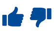 © Photix Studio - blue like and dislike icon, positive and negative feedback symbol icon on transparent background.