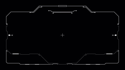 Wall Mural - Futuristic HUD Interface: Dynamic White Lines on Black Background