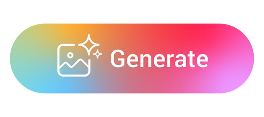 generate button for ai image tools, colorful gradient pill ui with sparkle icon, web and app cta for