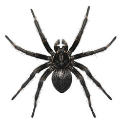 Close up of a spider isolated on transparent background, studio shot