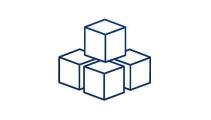 Stacked cubes, a dark blue outline