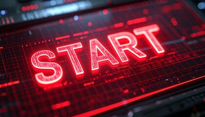 Illuminated start button on a digital interface