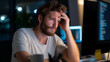 © Kateryna - A stressed software engineer seated at a cluttered desk fingers running through hair while staring at broken lines of code on dual monitors coffee cup half empty beside scattered