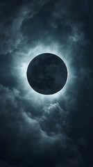 Wall Mural - A Rare Hybrid Solar Eclipse Over an Untouched Rainforest vertical - black background