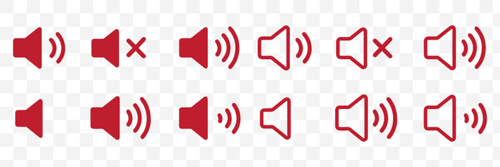 Wall Mural - Sound off icon set. Simple sound volume and audio mute mark symbol design illustration. Volume icon set