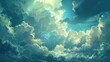 © Cherkasova Alie - Beautiful, airy clouds. The sun's rays break through the clouds. Beauty is in nature.