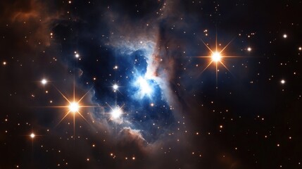 Wall Mural - stars in a nebula, blue, flare, sinister, ominous, quiet