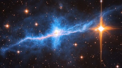 Wall Mural - stars in a nebula, blue, flare, sinister, ominous, quiet