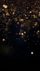 Wall Mural - A mesmerizing video concept featuring a top-down angle of golden bokeh lights against a dark background, creating a magical, festive atmosphere. Live mobile wallpaper.
