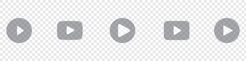 Round play button icons on transparent background. EPS 10
