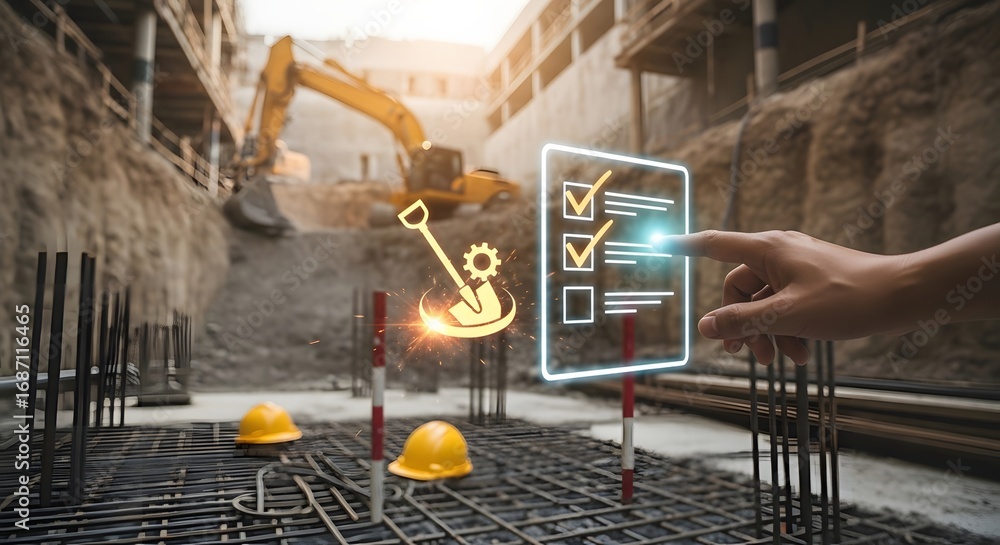 Construction site management with digital checklist and progress ...
