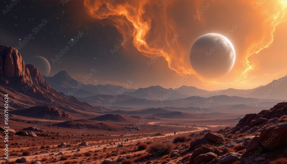 Illustration Stock create a captivating landscape of an alien planet ...