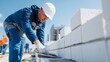© lorenzo PV - Skilled Construction Worker Laying Bricks with Mortar on a Building Site