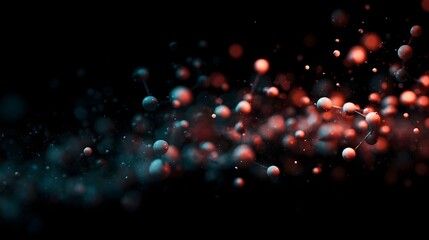 Wall Mural - abstract 3d molecular structures with glowing neon effects on a dark background