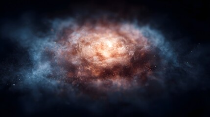 Wall Mural - a luminous swirling galaxy nebula filled with glowing cosmic dust and gas set against a deep dark st