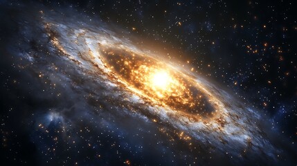 Wall Mural - Bright cosmic star illuminating dark galactic night sky high resolution picture