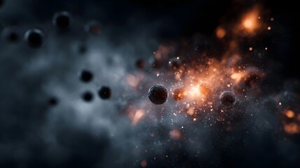 Wall Mural - abstract molecular formation with bright energy burst and atmospheric effects