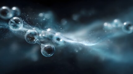 Wall Mural - abstract visualization of glowing molecular structures and energetic light waves representing scient