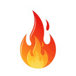 © Saputra - A stylized illustration of a bright orange and yellow flame, representing fire.