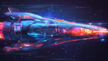 Wall Mural - futuristic spaceship traveling at warp speed in deep space