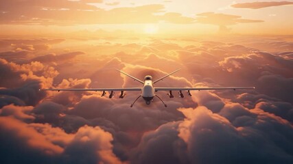 Wall Mural - a plane flying high in the sky with the sun shining bright in the background