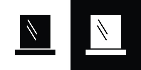 Makeup mirror icons set. Black and white silhouette collection