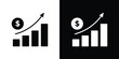 © Craft Studio - Growing profit icons set. Black and white silhouette collection