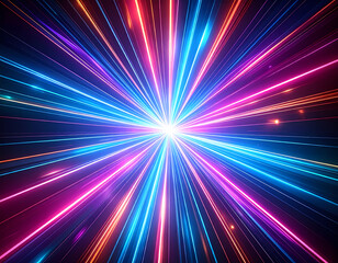 Canvas Print - abstract background with vibrant explosion of blue and pink light. futuristic concept of speed, ener
