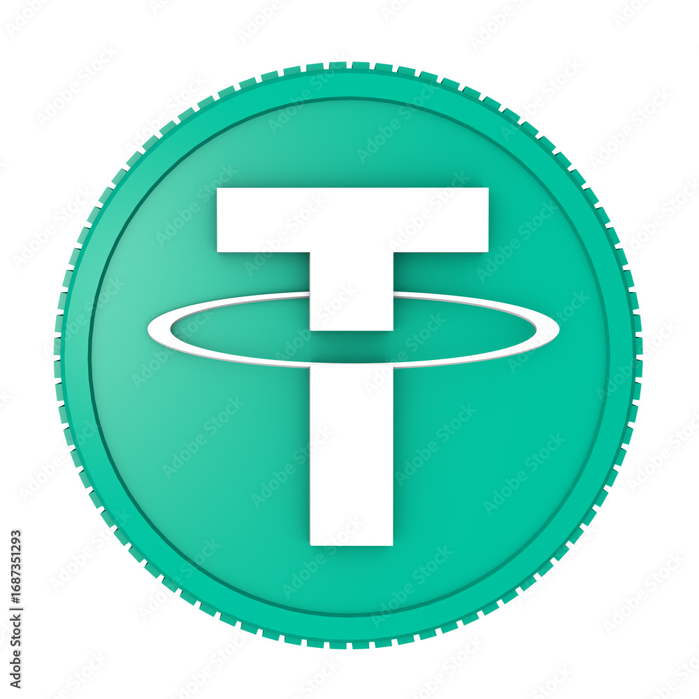 Editorial illustration of Tether USDT cryptocurrency token logo, green  digital stablecoin symbol isolated on transparent background, blockchain  financial asset, PNG image Stock Illustration | Adobe Stock