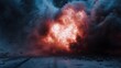 © Thares2020 - Intense fiery explosion erupts with billowing smoke and scattered debris against a dark background