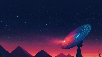 Canvas Print - radio telescope receiving signals from space at sunset