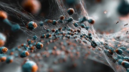 teal spheres web intricate design