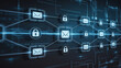 © Anusa - Futuristic digital network visualization with glowing email icons, secure padlocks, and abstract circuit lines, representing cybersecurity, data protection, and encrypted communication