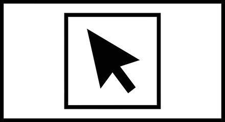 A black cursor arrow inside a bold black square on a white background.