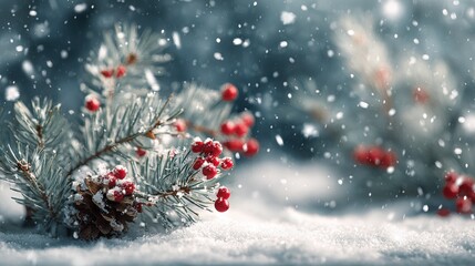 Wall Mural - merry christmas and happy new year winter season with snow and decoration no logos no brands ar 169