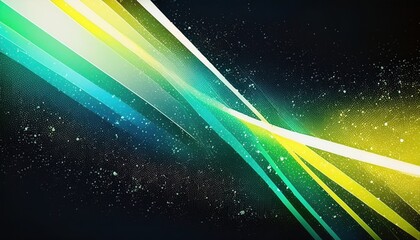 Wall Mural - futuristic neon light streaks with sparkling particles and gradient color transitions in blue and ye