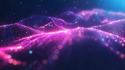 Canvas Print - Abstract particles background forming wavy surface with depth of field