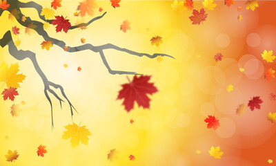 Wall Mural - Elegant autumn falling leaves background vector, a perfect seasonal template with graceful leaf vectors dancing in the breeze.