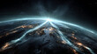© Axtra - conceptual earth network from space showing connections lines big data internet vpn digital technology online cloud communication system cyberspace virtual global modern technology