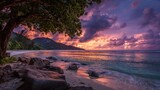 sunset on the beach takamaka mahe island seychelles no logos no brands ar 169