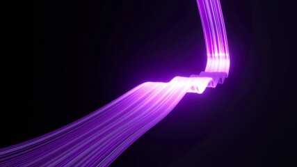 4k 3d abstract wavy curvy ribbon lines wallpaper background. Modern shiny organic smooth waves design element. Glowing vibrant neon lighting. Dynamic elegant flowing digital technology render loop